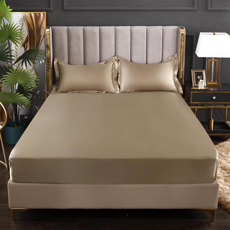 Luxury Egyptian Cotton Satin Fitted Sheet Set - Beige - 99 Bedding Store