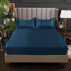 Luxury Egyptian Cotton Satin Fitted Sheet Set - Teal Blue - 99 Bedding Store