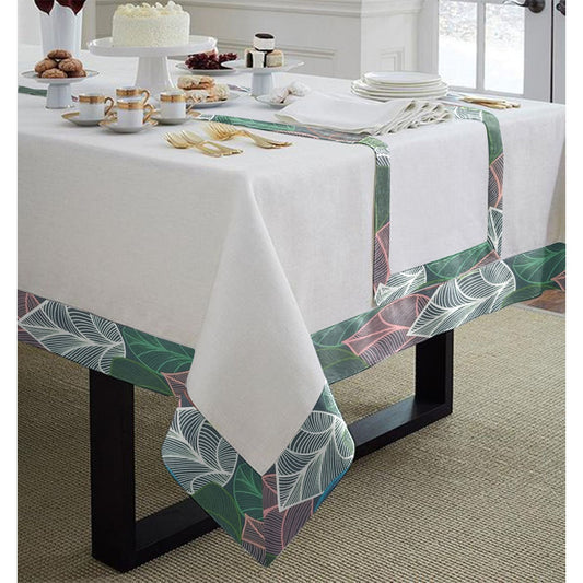 Cotton Dinning Set with Print Bordered- Abis Green
