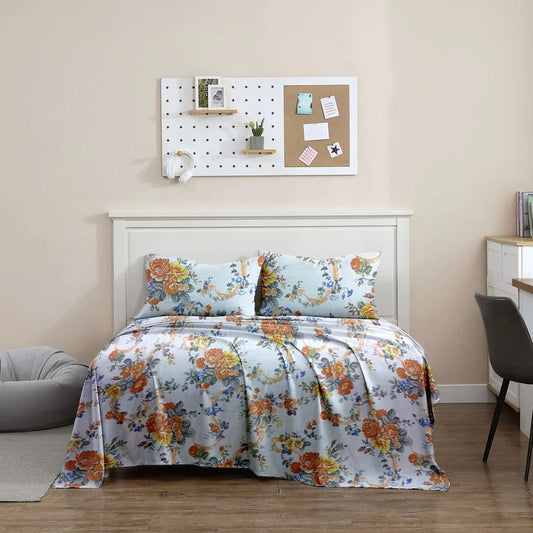 Cotton Printed Duvet Cover set Rose Garden Beige