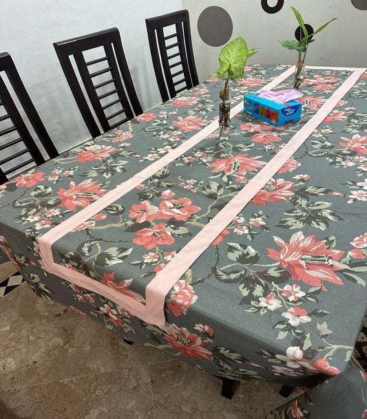 The Flowrenc Printed Cotton Reversable With Border Table Runner