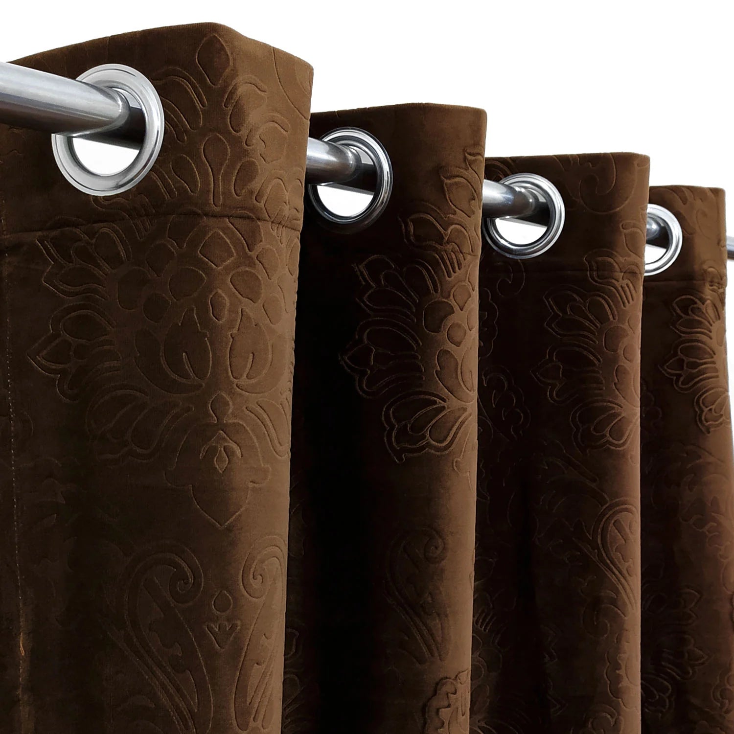 Branched Leaves Embossed Velvet Curtains Pair