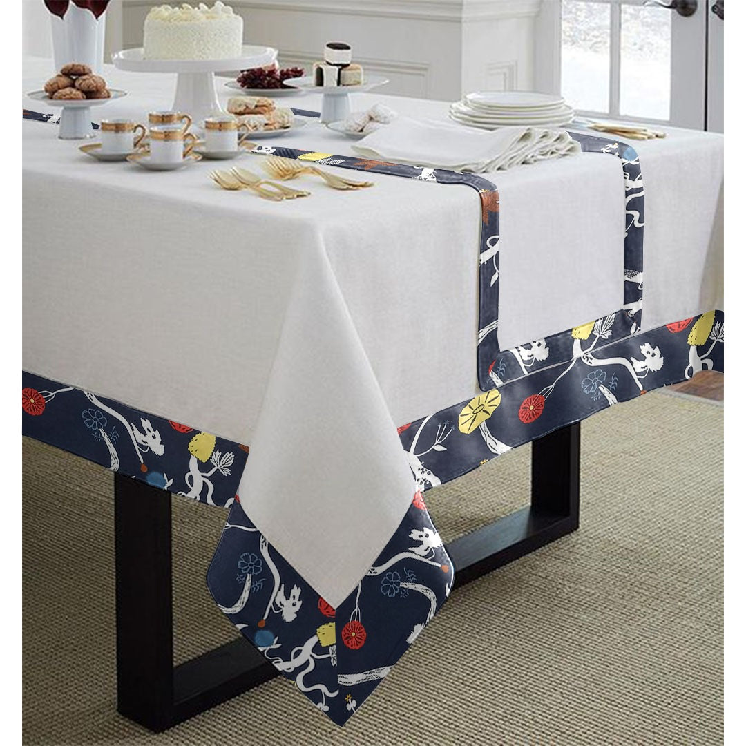 Cotton Tablecloth With Printed Bordered -