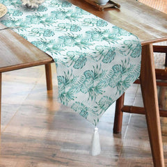 Waterproof Cotton Printed Table Runner With Tesal - Palm Leaf - 99 Bedding Store