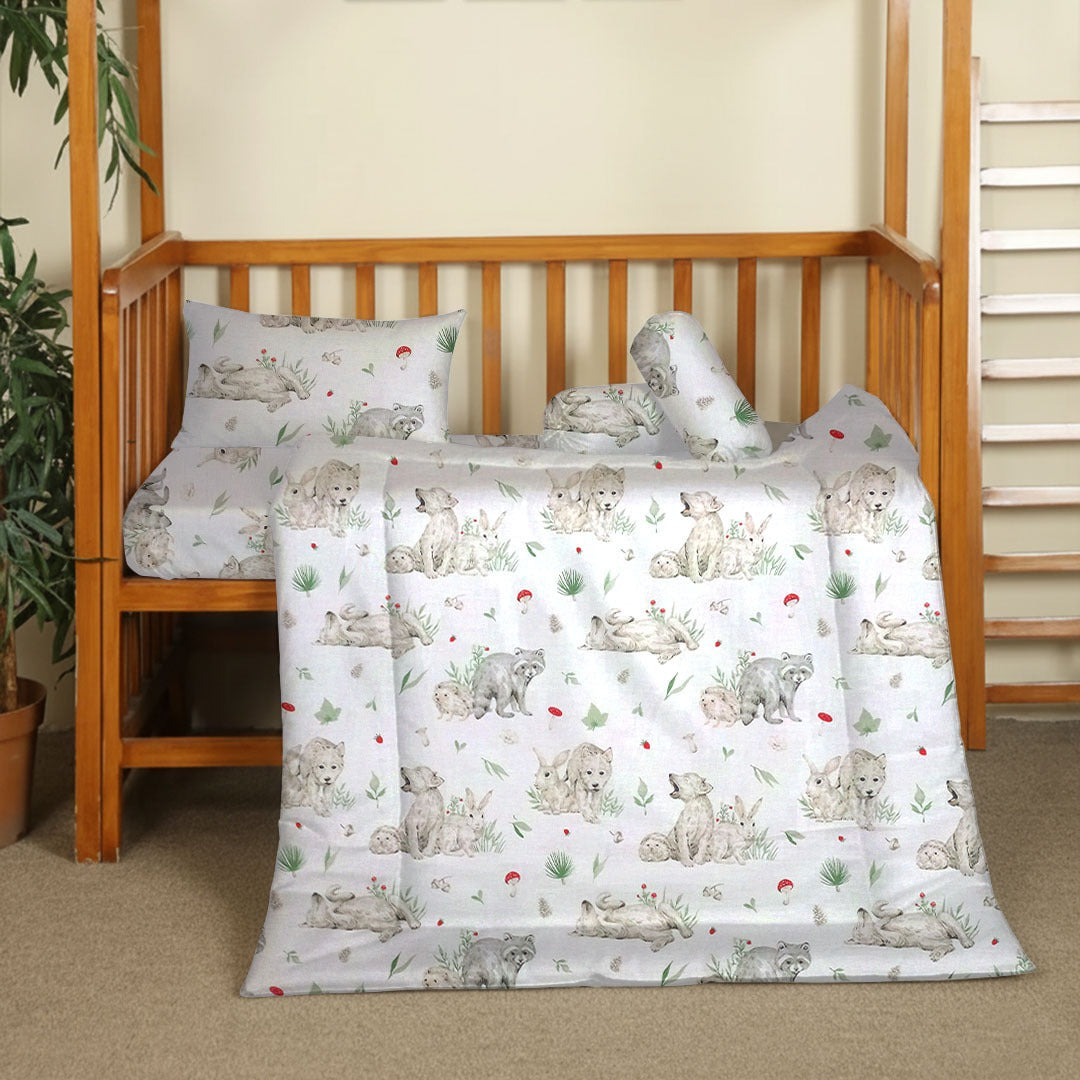 6 Pcs Printed Baby cot set- Woodland Animal
