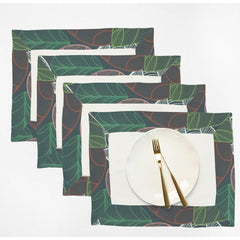 Cotton Table Mat Set With Printed border- Brockedblad