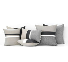 Pack Of 6 Mono Grey And Black Jute Cushions - 99 Bedding Store