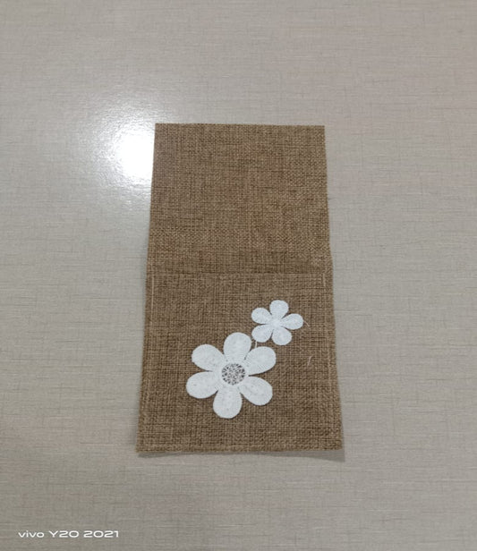 Jute Cutlery Set Brown With Cute Flower