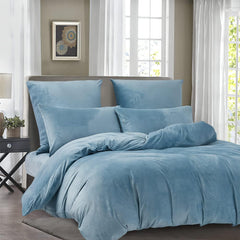 Luxury Velvet Duvet Cover Set - Sky Blue - 99 Bedding Store