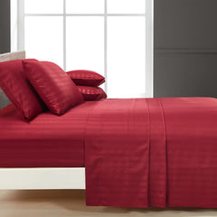 Luxury Strip Satin Bed sheet Set - Mahroon - 99 Bedding Store