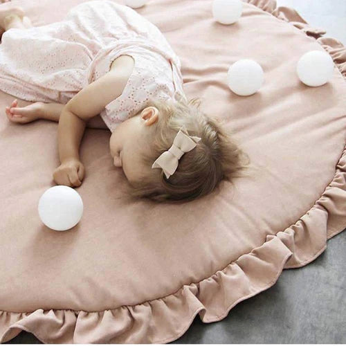 Round Style Baby Rug With Frill - Baby Pink - 99 Bedding Store