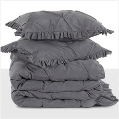 Luxury Satin Pintuck Duvet Cover Set - Charcoal Grey - 99 Bedding Store