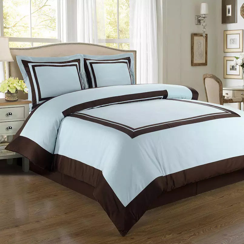 Luxury Ritch Cotton Ritz Hotel Style Duvet Cover Set - Taupe and Black - 99 Bedding Store