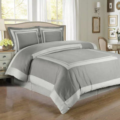 Luxury Ritch Cotton Ritz Hotel Style Duvet Cover Set - Taupe and Black - 99 Bedding Store