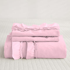 Luxury Cotton Frilled Duvet Set -Pink - 99 Bedding Store