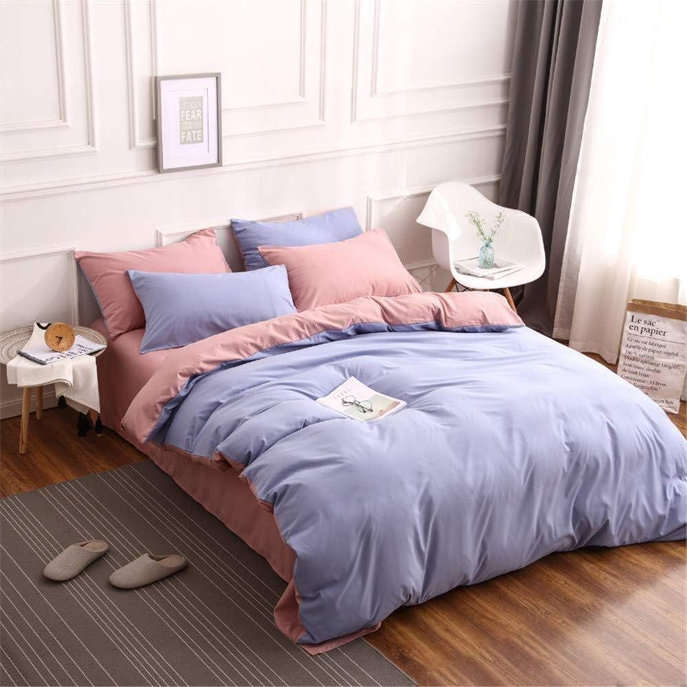 Plain Dyed Reversible Cotton Duvet Cover Set - Blush Pink & Lilac - 99 Bedding Store