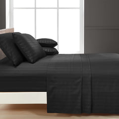 Luxury Strip Satin Bed sheet Set - Black - 99 Bedding Store