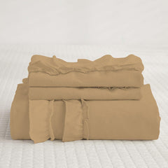 Luxury Cotton Frilled Duvet Set -Beige - 99 Bedding Store