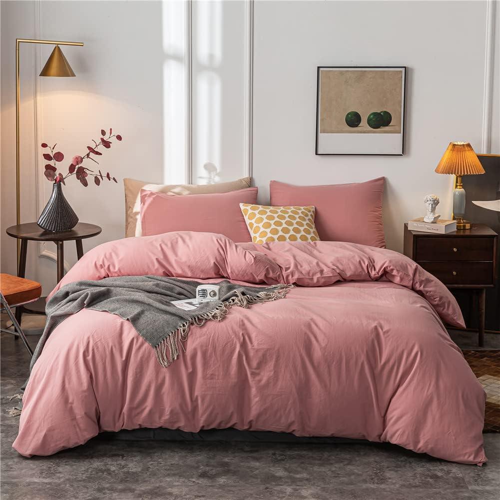 Plain Dyed Duvet Cover Set-Pink - 99 Bedding Store