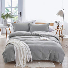 Plain Dyed Duvet Cover Set-Grey - 99 Bedding Store