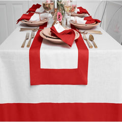 Cotton Luxury Dining Set Mited Corner Bordered - Red and White - 99 Bedding Store