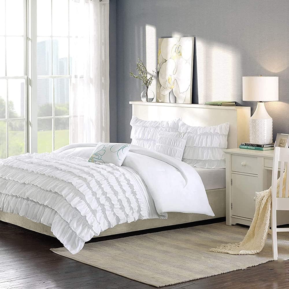 Luxury Cotton Frilled Duvet Set -White - 99 Bedding Store