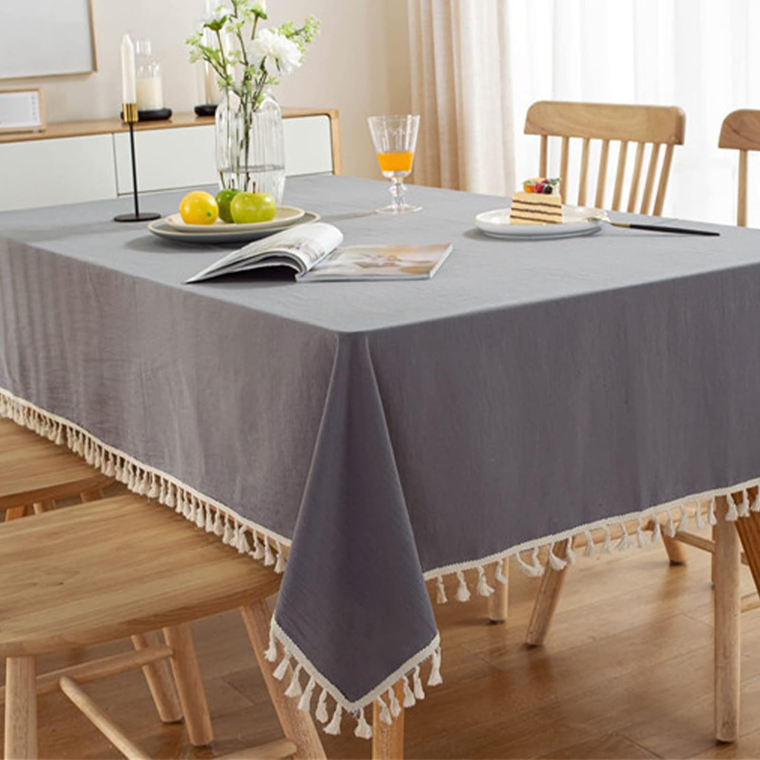 Decorative Cotton Tablecloth With Tassels -