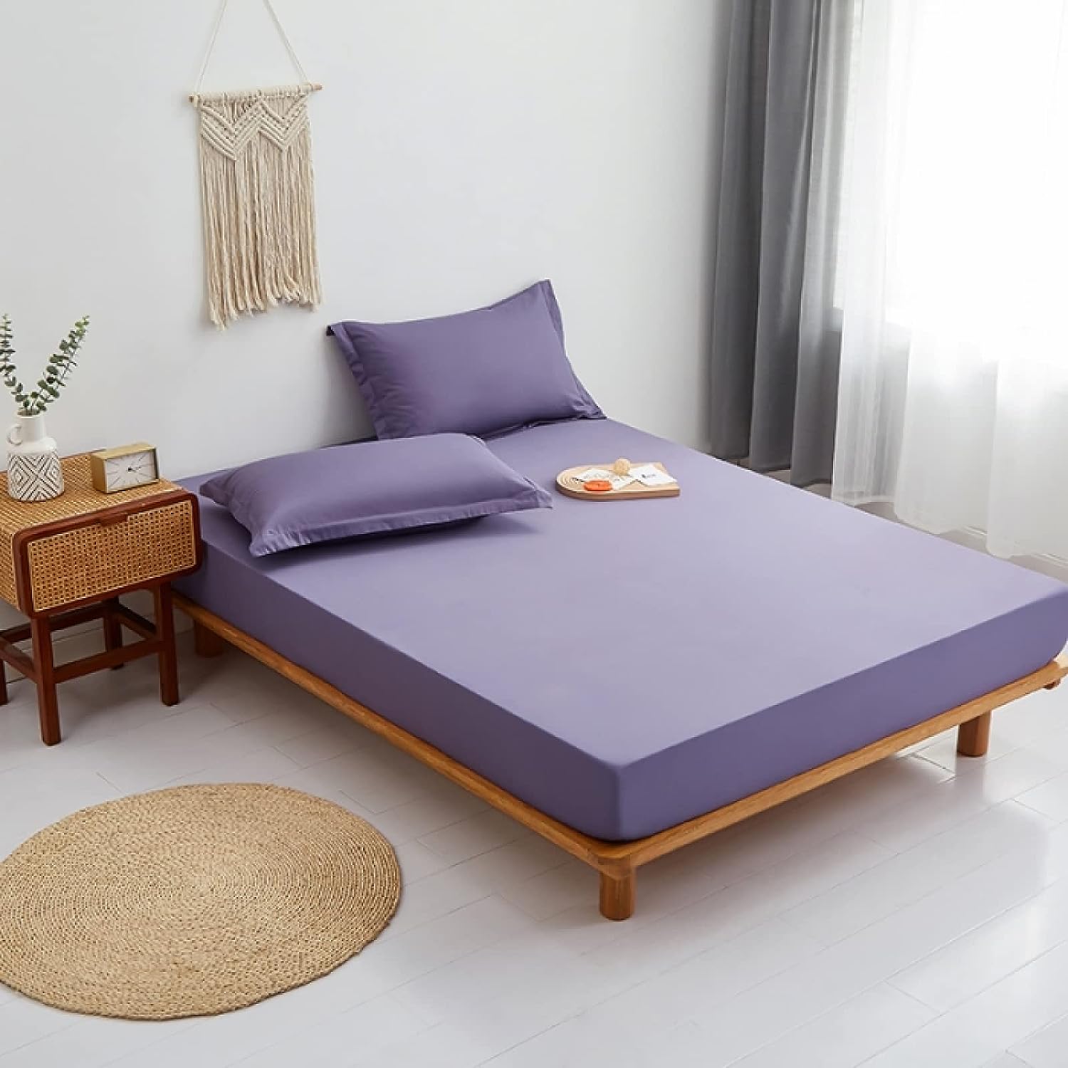 Purple Egyptian Cotton Fitted Sheet Set - 99 Bedding Store