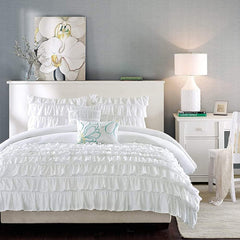 Luxury Cotton Frilled Duvet Set -White - 99 Bedding Store