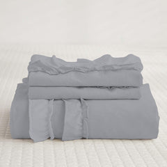 Luxury Cotton Frilled Duvet Set-Grey - 99 Bedding Store