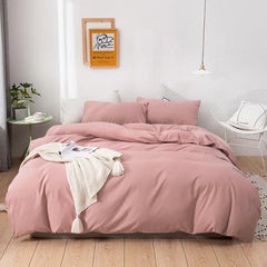 Plain Dyed Duvet Cover Set-Pink - 99 Bedding Store