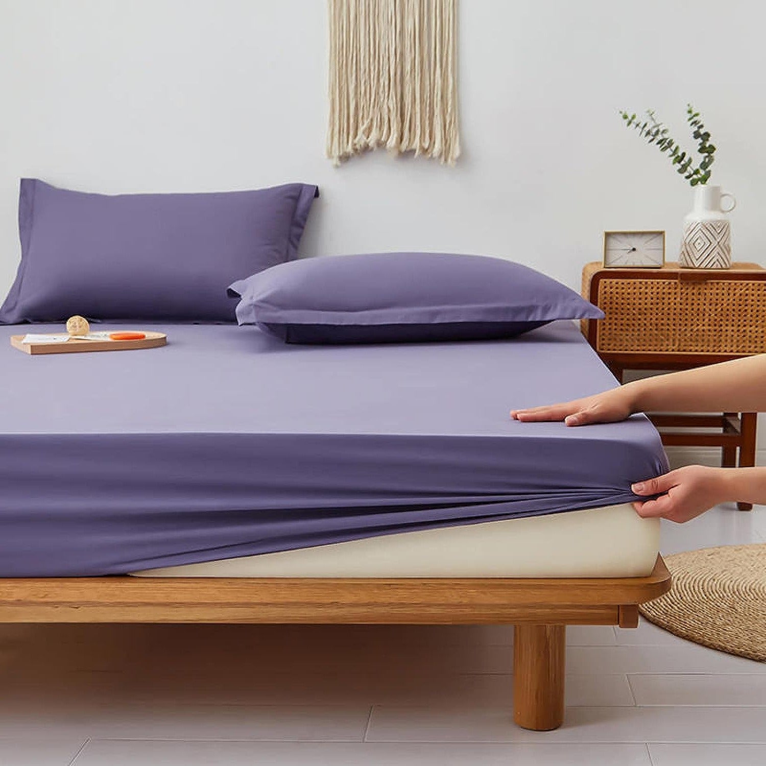 Purple Egyptian Cotton Fitted Sheet Set - 99 Bedding Store