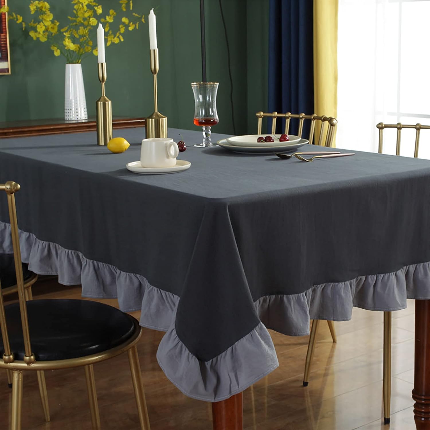 Decorative Cotton Contrast Frilled Table Covers