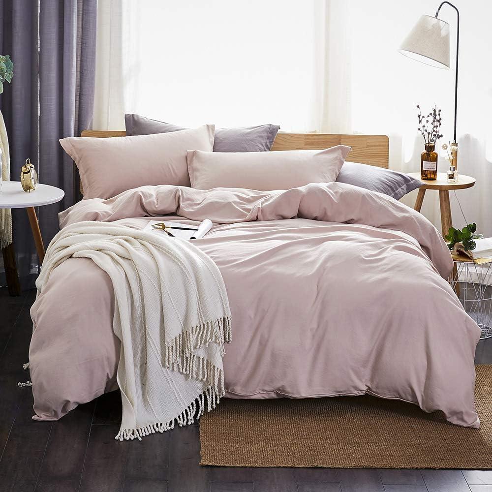 Plain Dyed Duvet Cover Set-Pink Mocha - 99 Bedding Store