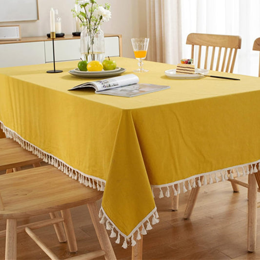 Decorative Cotton Tablecloth With Tassels -