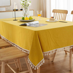 Decorative Cotton Tablecloth With Tassels -
