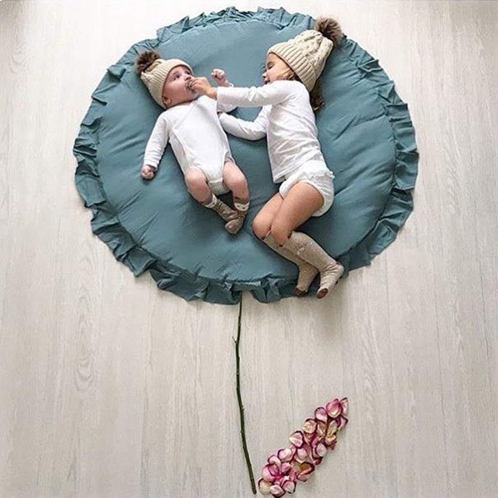 Round Style Baby Rug With Frill - Teal - 99 Bedding Store