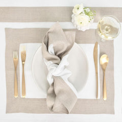Cotton Luxury Dining Set Mited Corner Bordered - Dark Beige and White - 99 Bedding Store