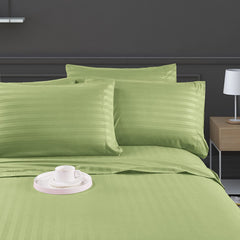 Luxury Strip Satin Bed sheet Set - Green - 99 Bedding Store