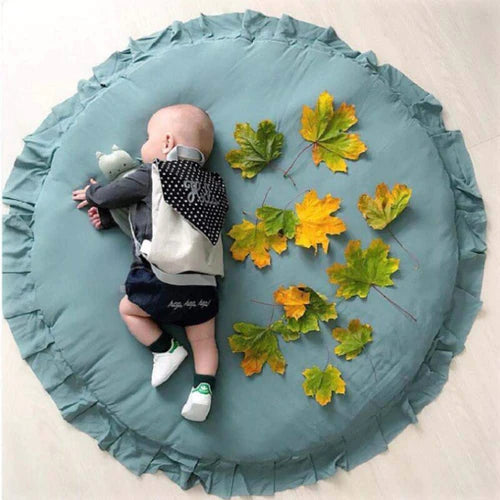 Round Style Baby Rug With Frill - Teal - 99 Bedding Store