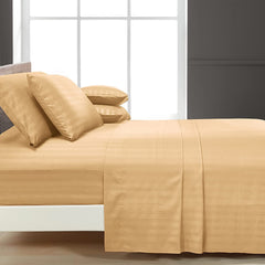 Luxury Strip Satin Bed sheet Set - Gold - 99 Bedding Store