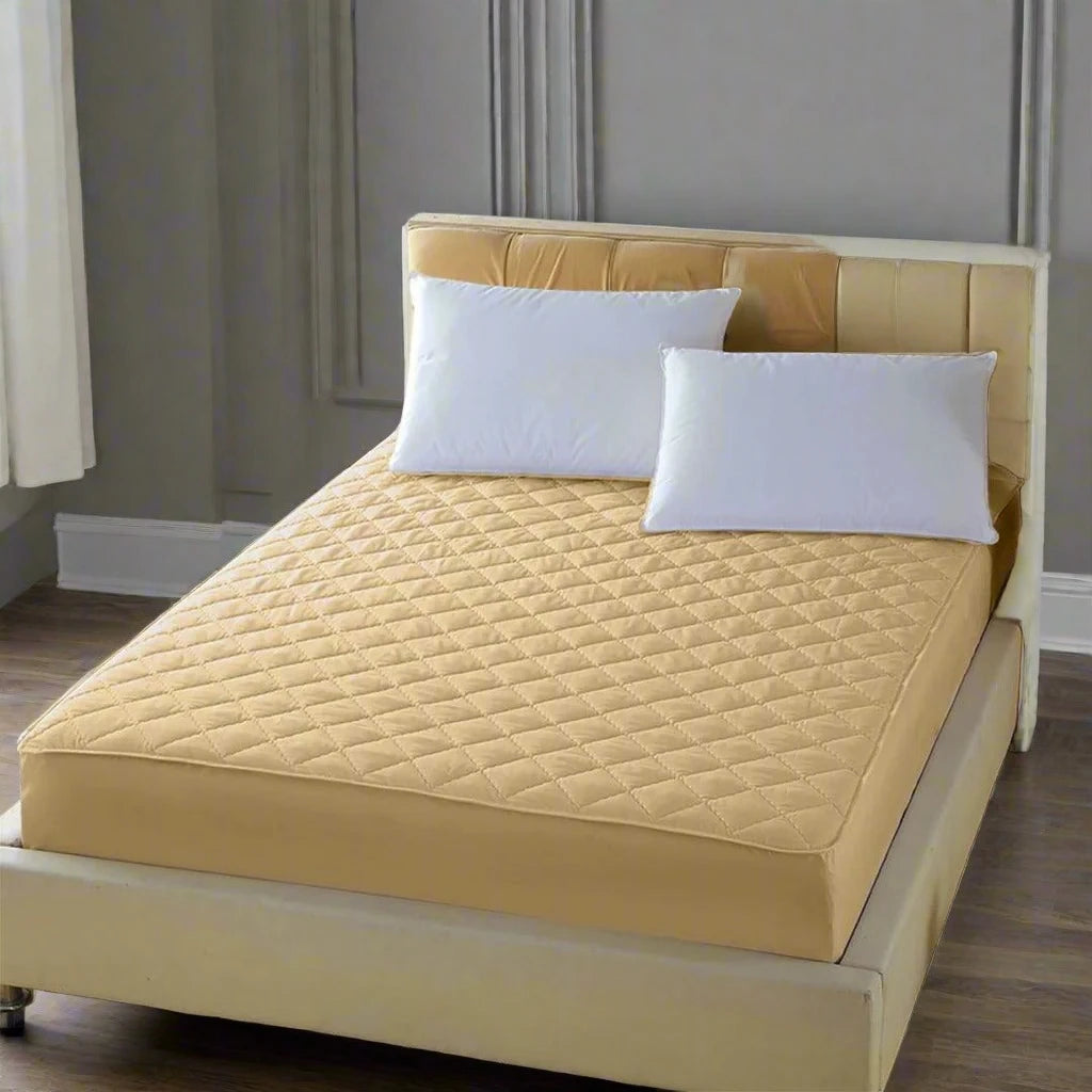 Quilted Waterproof Mattress Protector - Beige - 99 Bedding Store