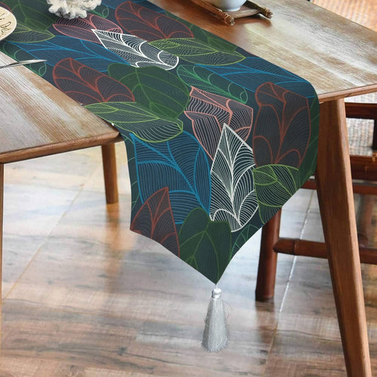 Durable Cotton Printed Table Runner With Tesal - Abis Green