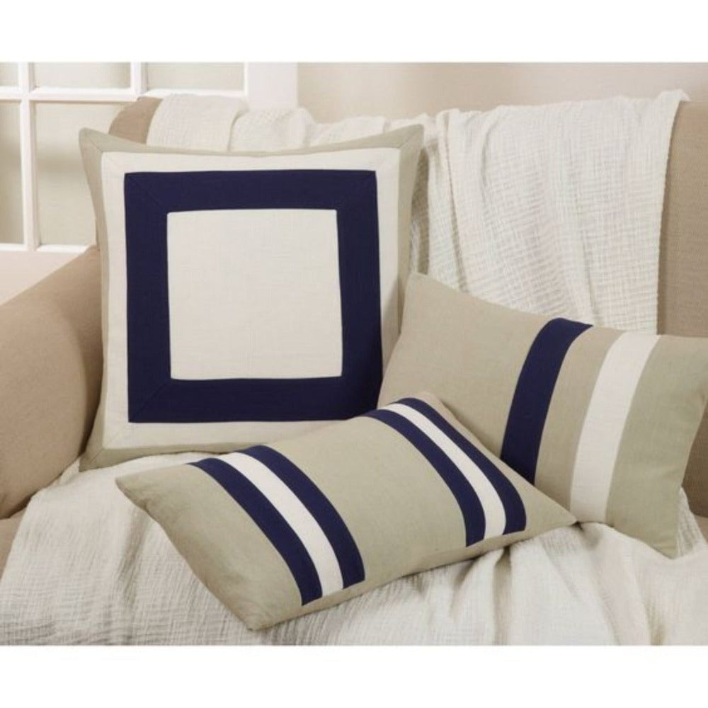 Pack of 3 Mono Beige and Navy Jute Cushions - 99 Bedding Store