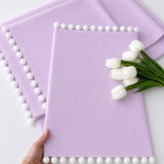 Luxury Cotton Dinning Set With Cute Pom pom -Lilac