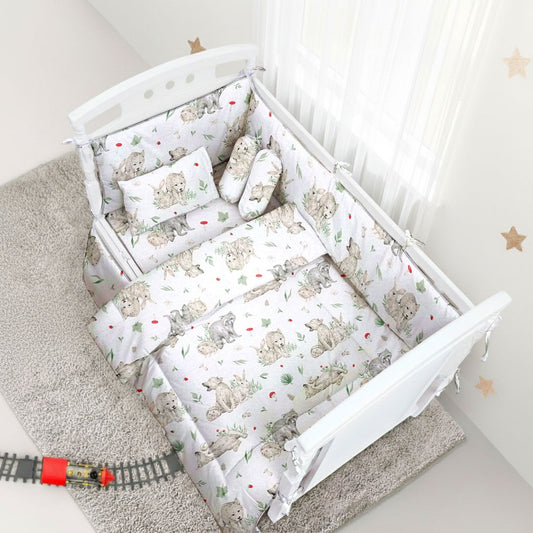 6 Pcs Printed Baby cot set- Woodland Animal