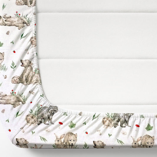 Bear and nature Printed Kids Fitted Sheet set