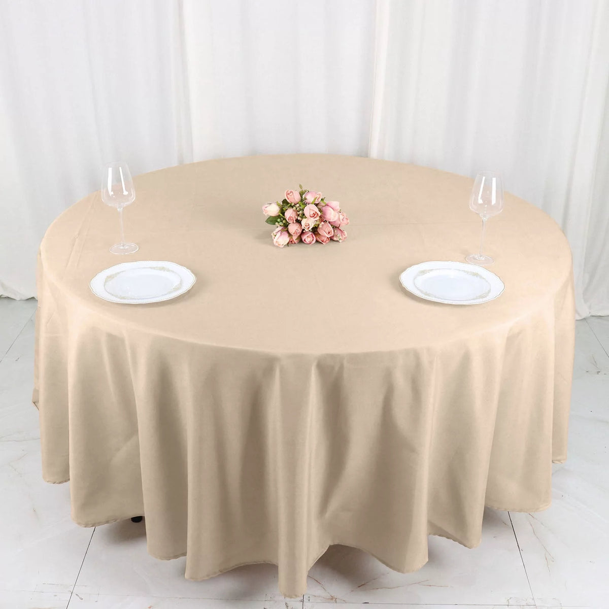 Decorative Cotton Round Tablecloth - Ivory