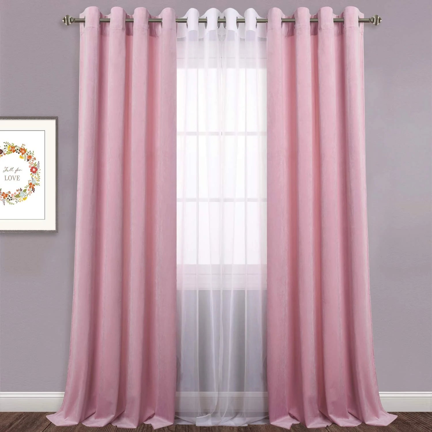 Pink Premium Quality Velvet Curtain -1 Panel - 99 Bedding Store