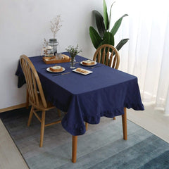 Decorative Tablecloth - Navy With Frilled Bordered